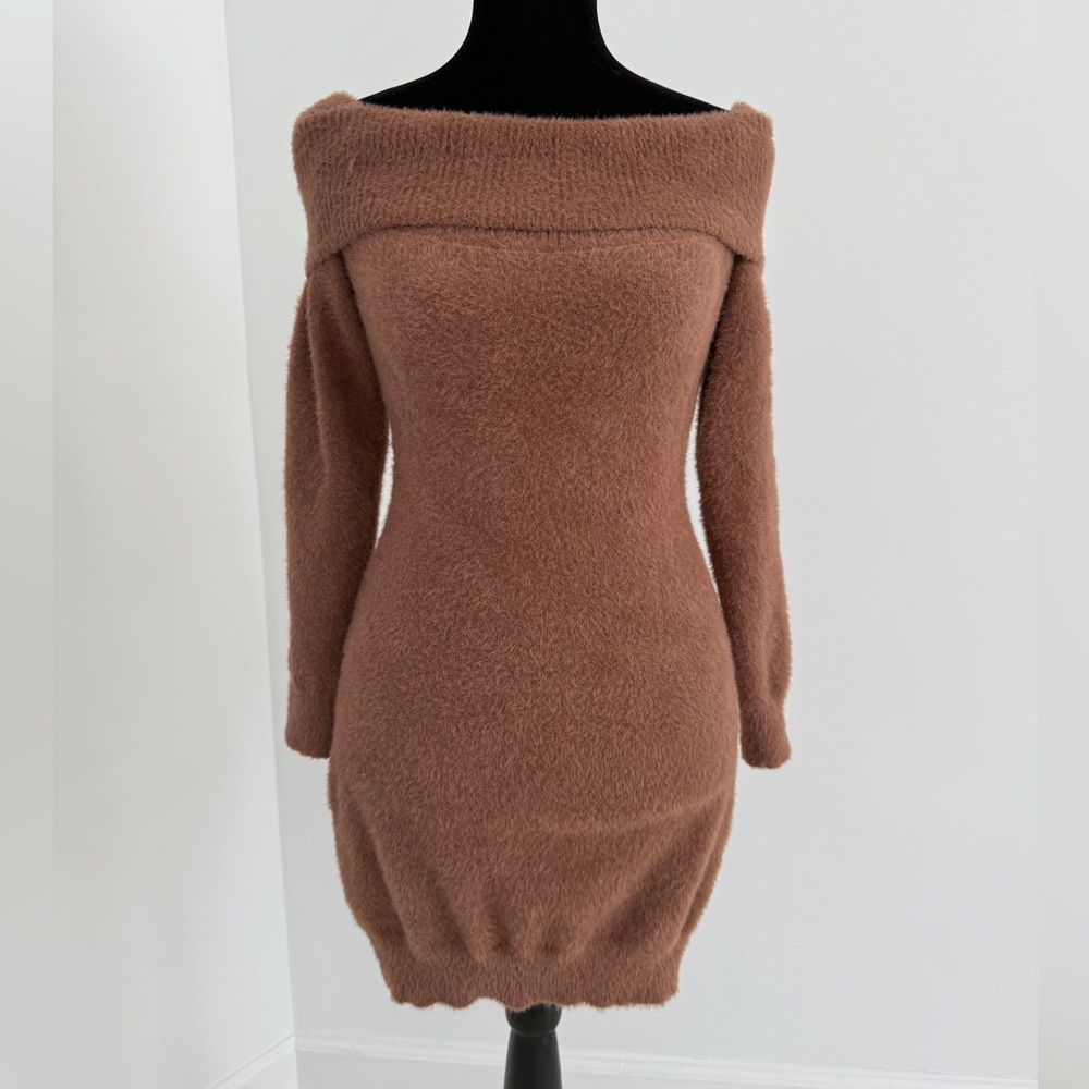 boutique brown furry dress